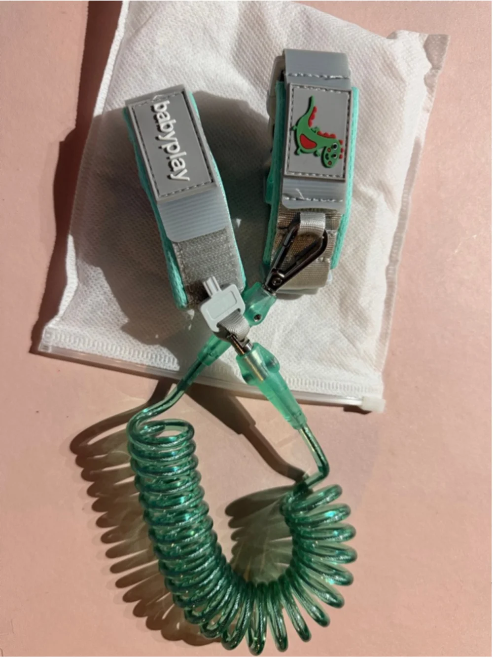 Baby babyplay Teal Gray Anti Lost Wrist Leash NEW